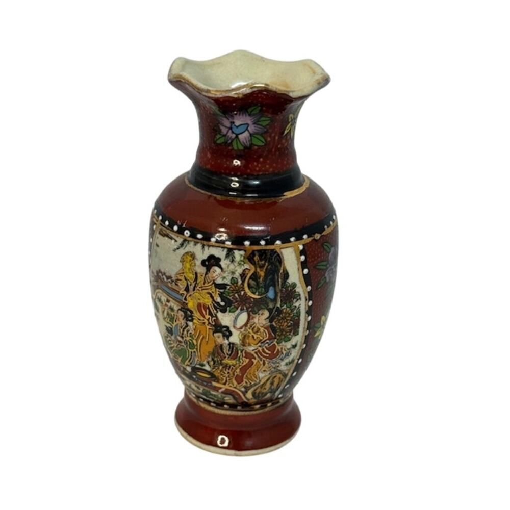 Vintage Japanese Style Porcelain Vase Hand Painted - Picture 3 of 7